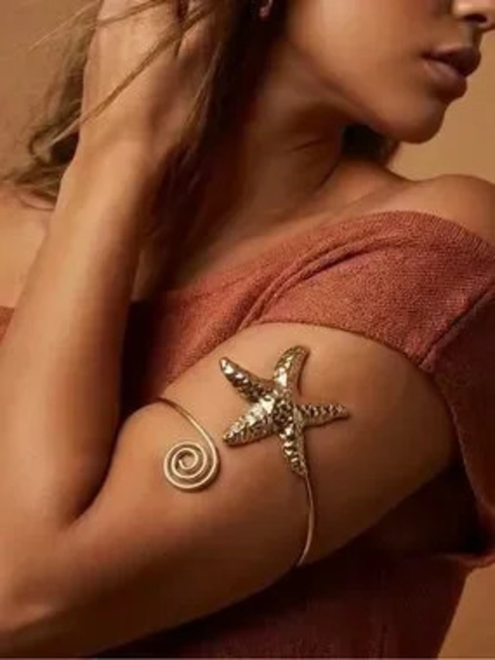 Gold Starfish Open Cuff Bracelet - Women's Jewelry